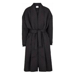 Just Female Black Quilt Maxi Coat Size S NWT $175